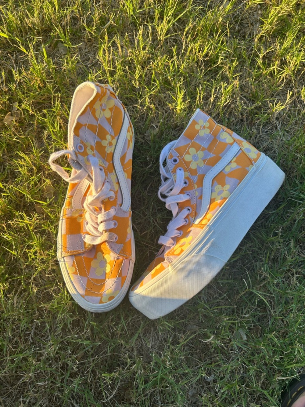 Yellow Floral High-Top Platform Sneakers - Picture 4 of 7
